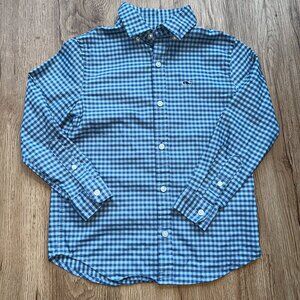 Boys Vineyard Vines On the Go Performance Blue Plaid Button Down Size 5